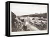 View of Construction of the Panama Canal with Concrete Forms, Trains, Digging Machines and…-Byron Company-Framed Stretched Canvas