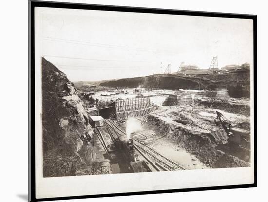 View of Construction of the Panama Canal with Concrete Forms, Trains, Digging Machines and…-Byron Company-Mounted Giclee Print