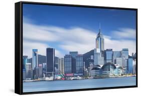 View of Convention Centre and Hong Kong Island Skyline, Hong Kong, China-Ian Trower-Framed Stretched Canvas