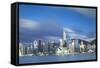 View of Convention Centre and Hong Kong Island Skyline, Hong Kong, China-Ian Trower-Framed Stretched Canvas