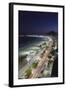 View of Copacabana Beach and Avenida Atlantica at Dusk, Copacabana, Rio de Janeiro, Brazil-Ian Trower-Framed Photographic Print