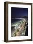 View of Copacabana Beach and Avenida Atlantica at Dusk, Copacabana, Rio de Janeiro, Brazil-Ian Trower-Framed Photographic Print