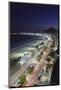 View of Copacabana Beach and Avenida Atlantica at Dusk, Copacabana, Rio de Janeiro, Brazil-Ian Trower-Mounted Photographic Print