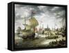 View of Copenhagen Port, 1630-Pietro da Cortona-Framed Stretched Canvas