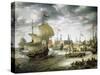 View of Copenhagen Port, 1630-Pietro da Cortona-Stretched Canvas