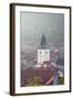 View of Council House in Piata Sfatului at Dawn, Brasov, Transylvania, Romania, Europe-Ian Trower-Framed Photographic Print