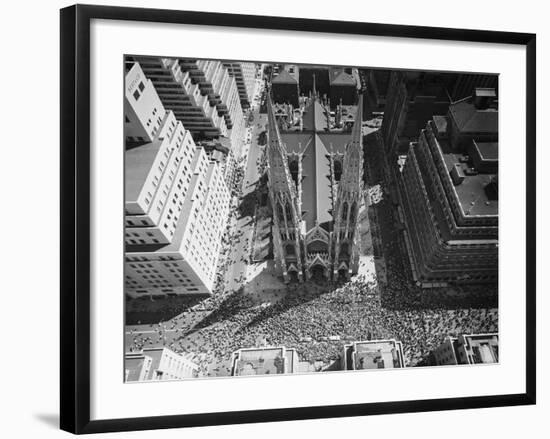 View of Crowd at St. Patricks Cathedral-null-Framed Premium Giclee Print