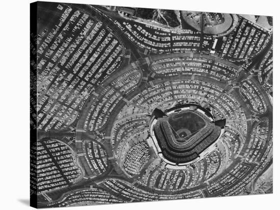 View of Crowded Parking Lots Around the Los Angeles Dodgers Stadium in Chavez Ravine, California-Ralph Crane-Stretched Canvas