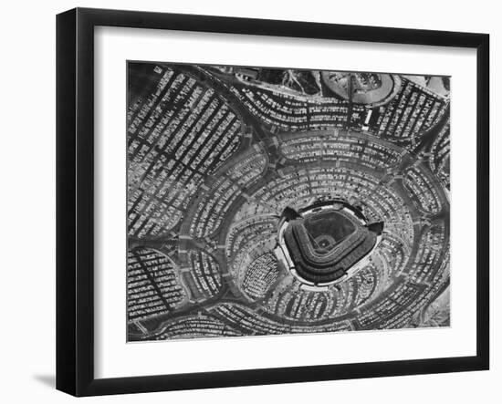 View of Crowded Parking Lots Around the Los Angeles Dodgers Stadium in Chavez Ravine, California-Ralph Crane-Framed Photographic Print