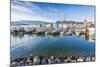 View of cruise ship and boats moored in harbour near CRAB Park at Portside, Vancouver, British Colu-Frank Fell-Mounted Photographic Print