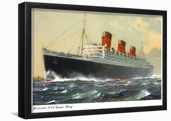 View of Cunard Ocean Liner Queen Mary-null-Framed Poster