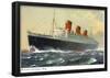 View of Cunard Ocean Liner Queen Mary-null-Framed Poster