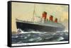 View of Cunard Ocean Liner Queen Mary-Lantern Press-Framed Stretched Canvas