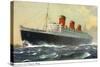 View of Cunard Ocean Liner Queen Mary-Lantern Press-Stretched Canvas