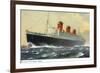 View of Cunard Ocean Liner Queen Mary-Lantern Press-Framed Premium Giclee Print