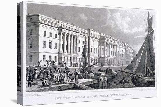 View of Custom House from Billingsgate, London, 1828-William Tombleson-Stretched Canvas