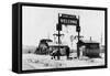 View of Dad Lee's Welcome Sign - Oreana, NV-Lantern Press-Framed Stretched Canvas