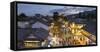 View of Dali at dusk, Yunnan, China, Asia-Ian Trower-Framed Stretched Canvas