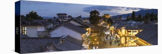 View of Dali at dusk, Yunnan, China, Asia-Ian Trower-Stretched Canvas