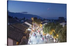 View of Dali at dusk, Yunnan, China, Asia-Ian Trower-Stretched Canvas