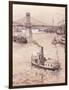 View of Danube River in Budapest, Hungary 19th Century Watercolour-null-Framed Giclee Print