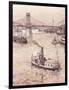 View of Danube River in Budapest, Hungary 19th Century Watercolour-null-Framed Giclee Print