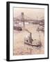 View of Danube River in Budapest, Hungary 19th Century Watercolour-null-Framed Giclee Print