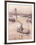 View of Danube River in Budapest, Hungary 19th Century Watercolour-null-Framed Giclee Print