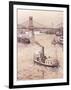 View of Danube River in Budapest, Hungary 19th Century Watercolour-null-Framed Giclee Print