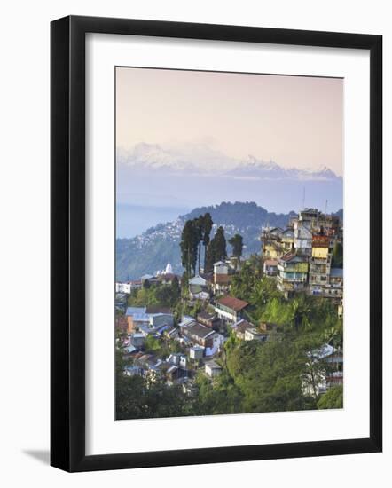 View of Darjeeling and Kanchenjunga, Kangchendzonga Range from Merry Resorts, Darjeeling-Jane Sweeney-Framed Photographic Print