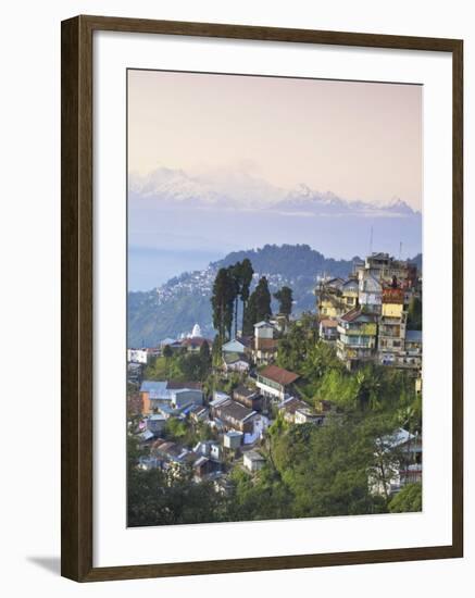 View of Darjeeling and Kanchenjunga, Kangchendzonga Range from Merry Resorts, Darjeeling-Jane Sweeney-Framed Photographic Print