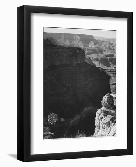 View Of Darkly Shadowed Canyon At Left & Center From South Rim 1941 Grand Canyon NP Arizona  1941-Ansel Adams-Framed Art Print