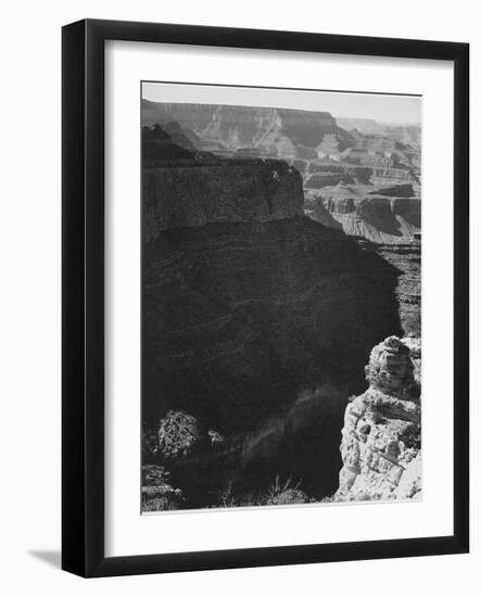 View Of Darkly Shadowed Canyon At Left & Center From South Rim 1941 Grand Canyon NP Arizona  1941-Ansel Adams-Framed Art Print