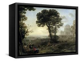 View of Delphi with Procession-Claude Lorraine-Framed Stretched Canvas