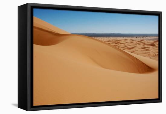 View of desert sand dunes, Grande Dune, Erg Chebbi, Sahara Desert-Derek Hall-Framed Stretched Canvas