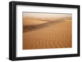 View of desert sand dunes with windblown sand, Sahara, Morocco, may-Bernd Rohrschneider-Framed Photographic Print