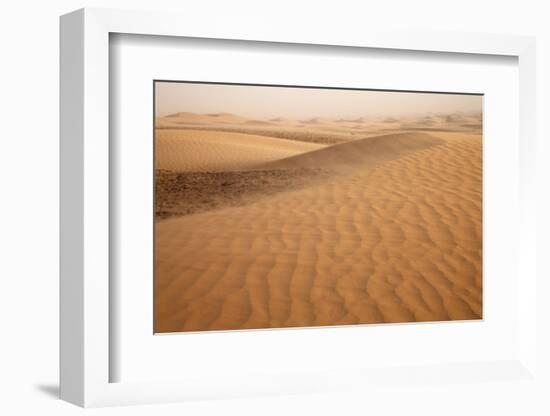 View of desert sand dunes with windblown sand, Sahara, Morocco, may-Bernd Rohrschneider-Framed Photographic Print