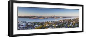 View of Devonport and Auckland Skyline at Dawn, Auckland, North Island, New Zealand-Ian Trower-Framed Photographic Print