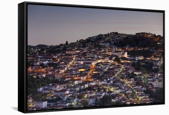 View of Diamantina. UNESCO World Heritage Site, at Sunset, Minas Gerais, Brazil, South America-Ian Trower-Framed Stretched Canvas