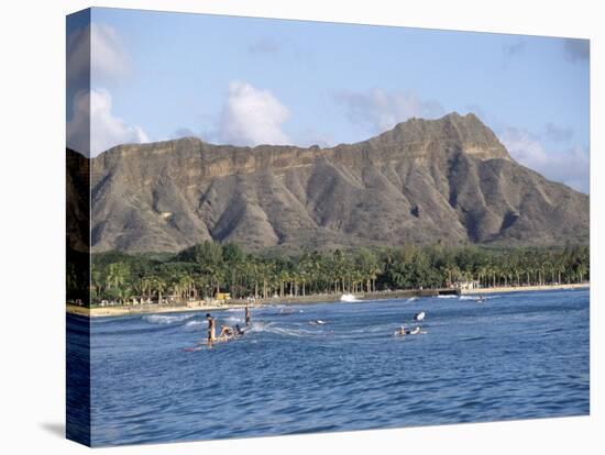 View of Diamond Head Crater, Oahu, Hawaii, Hawaiian Islands, USA-Alison Wright-Stretched Canvas