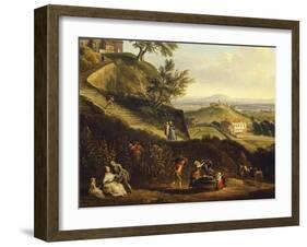 View of Dijon from Daix, France Grape Pressing, Detail-Jean-Baptiste Lallemand-Framed Giclee Print