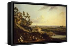 View of Dijon from Daix, France-Jean-Baptiste Lallemand-Framed Stretched Canvas