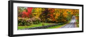 View of dirt road in autumn, Sutton, Quebec, Canada-null-Framed Photographic Print