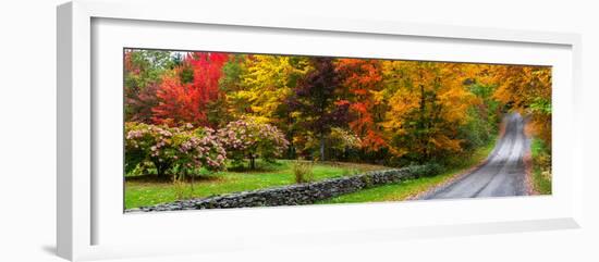 View of dirt road in autumn, Sutton, Quebec, Canada-null-Framed Photographic Print