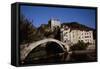 View of Dolceacqua with Romanesque Bridge-null-Framed Stretched Canvas