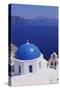 View of Dome of the Church in Village of Oia on the Island of Santorini, Greece-null-Stretched Canvas