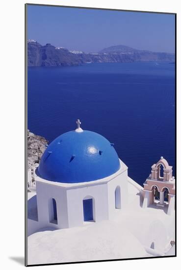 View of Dome of the Church in Village of Oia on the Island of Santorini, Greece-null-Mounted Giclee Print