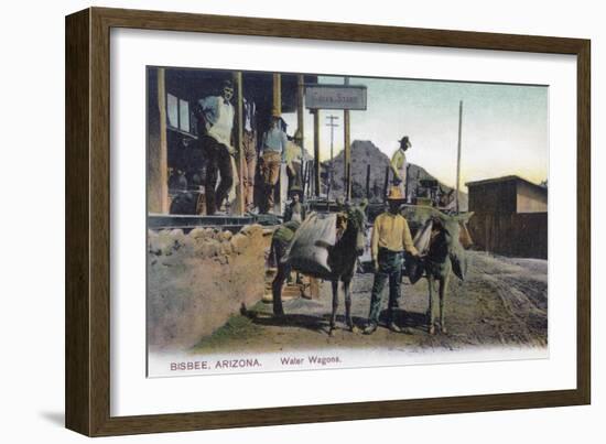 View of Donkeys Carrying Water - Bisbee, AZ-Lantern Press-Framed Art Print