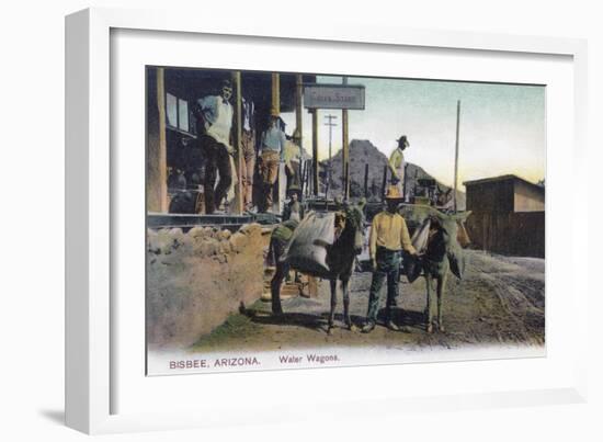 View of Donkeys Carrying Water - Bisbee, AZ-Lantern Press-Framed Art Print