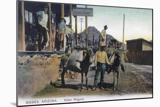 View of Donkeys Carrying Water - Bisbee, AZ-Lantern Press-Mounted Art Print